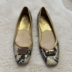 Michael Kors Gold and Black Snakeskin Flats